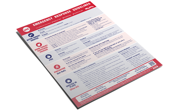 A digital render of the one-pager Classroom Emergency Guidelines