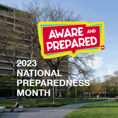 2023 National Preparedness Month. Aware and prepared