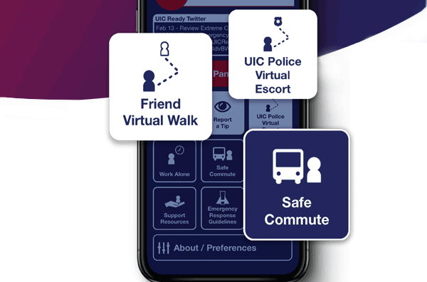 Virtual render of the UIC SAFE App home page