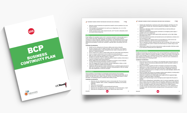 A digital render of a brochure. Business continuity planning